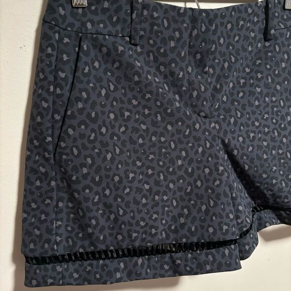 Rebecca Taylor Black Leopard Printed Shorts Eyelet Trim- Size 2 - Picture 1 of 8
